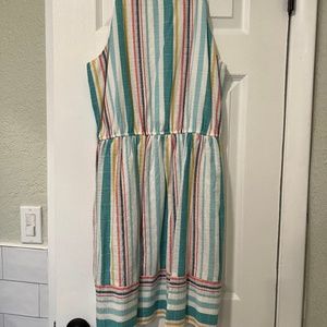 AQUA - Multi-Color Stripe Halter Top Dress